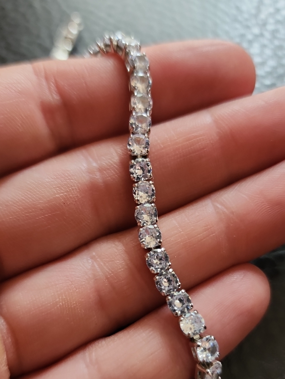Silver Tone & Crystal Tennis Bracelet